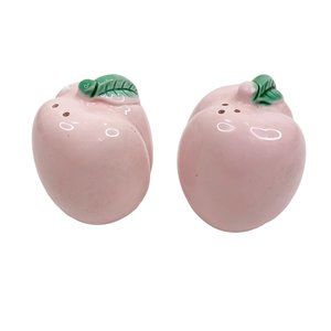 Vintage Peach Salt Pepper Shakers Japan Kitsch Hand Painted S&P Set Pink